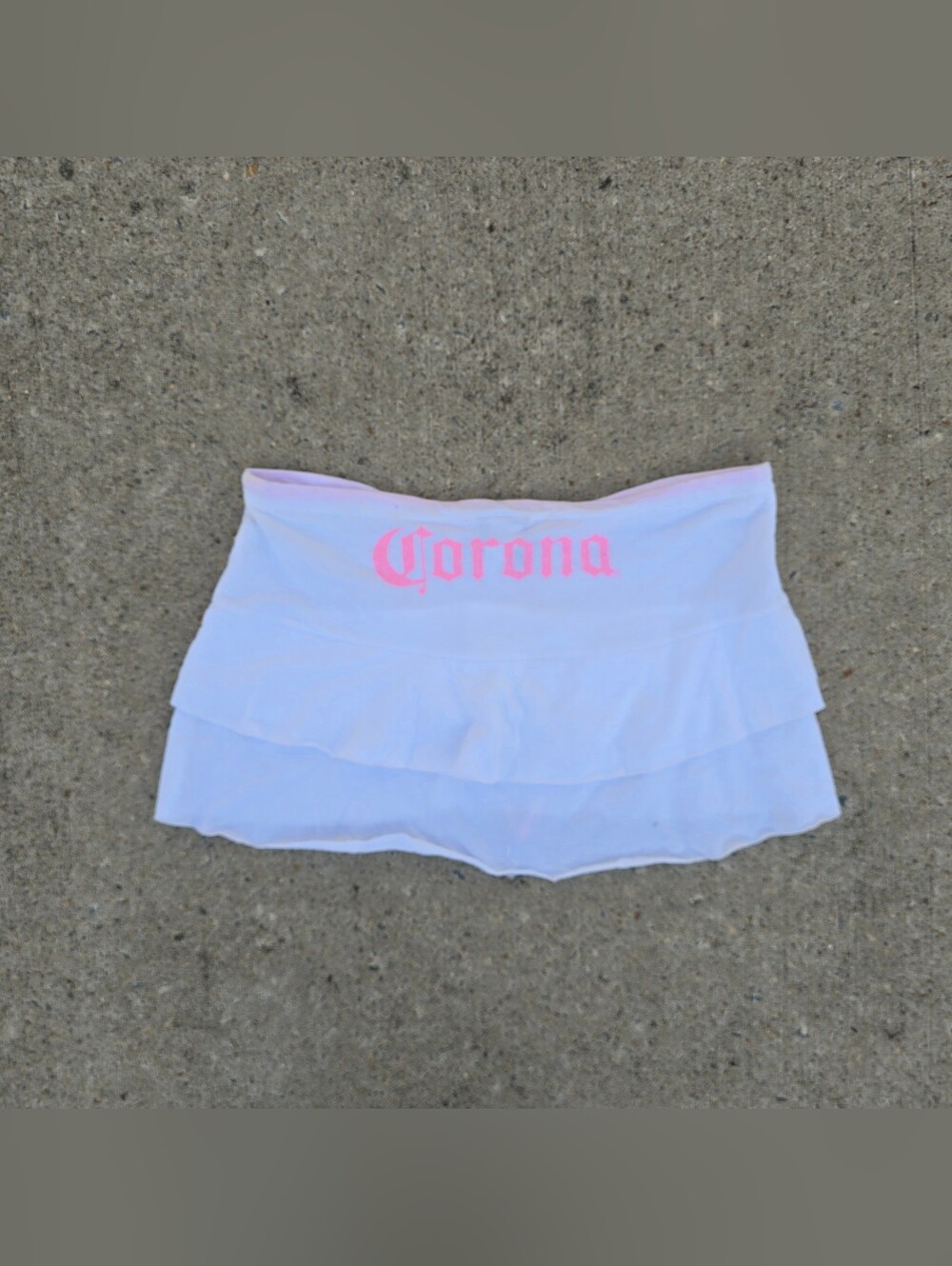 Y2K Vintage 00’s Corona Beer Ruffle Spellout Mini Skirt Women’s Size Large